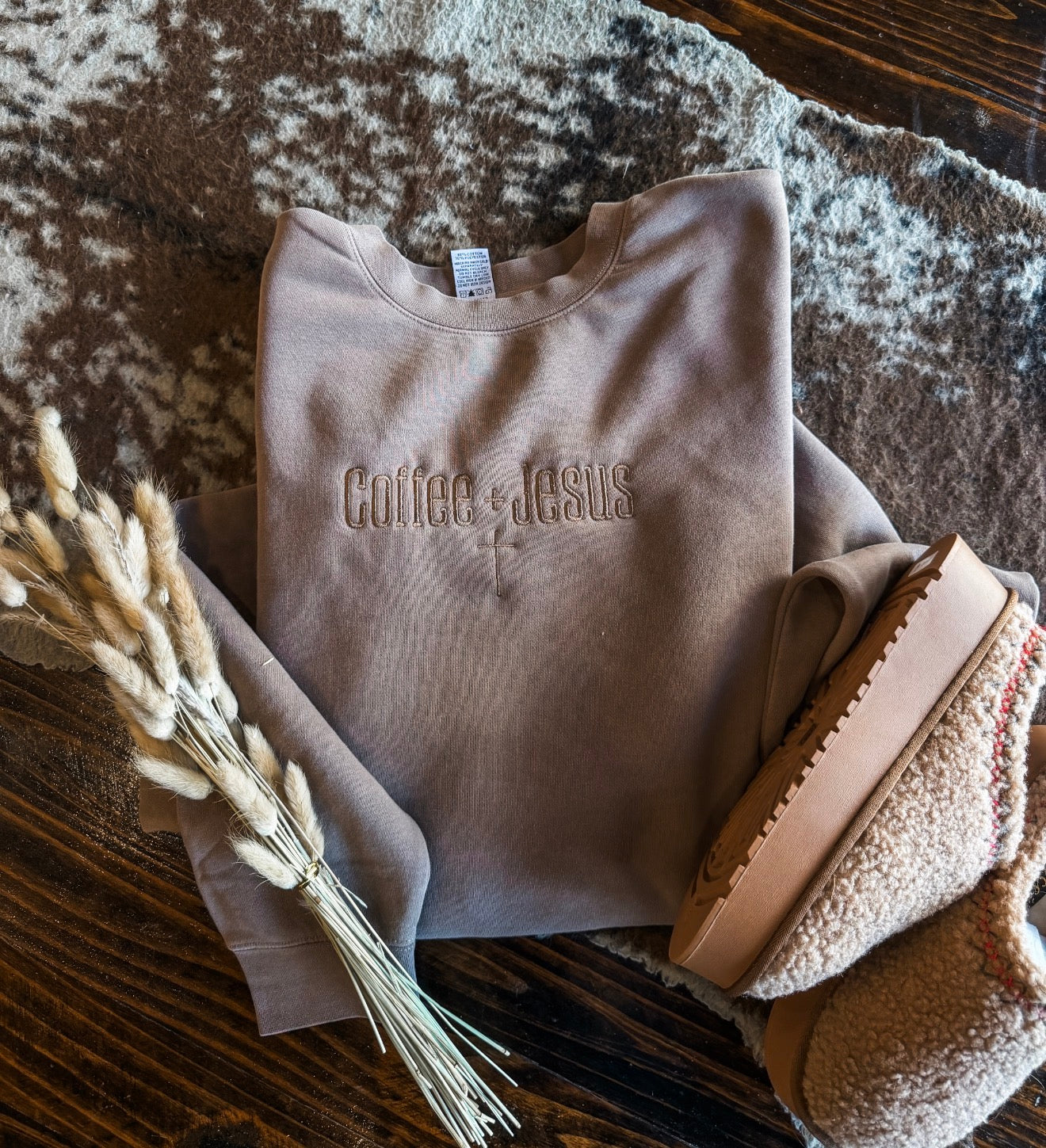 Coffee + Jesus Embroidered Crewneck Sweatshirt