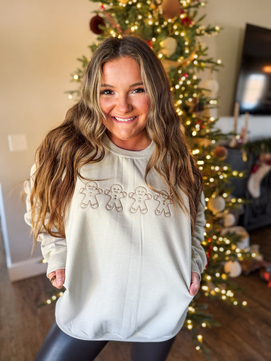 Gingerbread Embroidered Crew