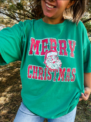 Merry Christmas Santa Graphic Tee/Crew