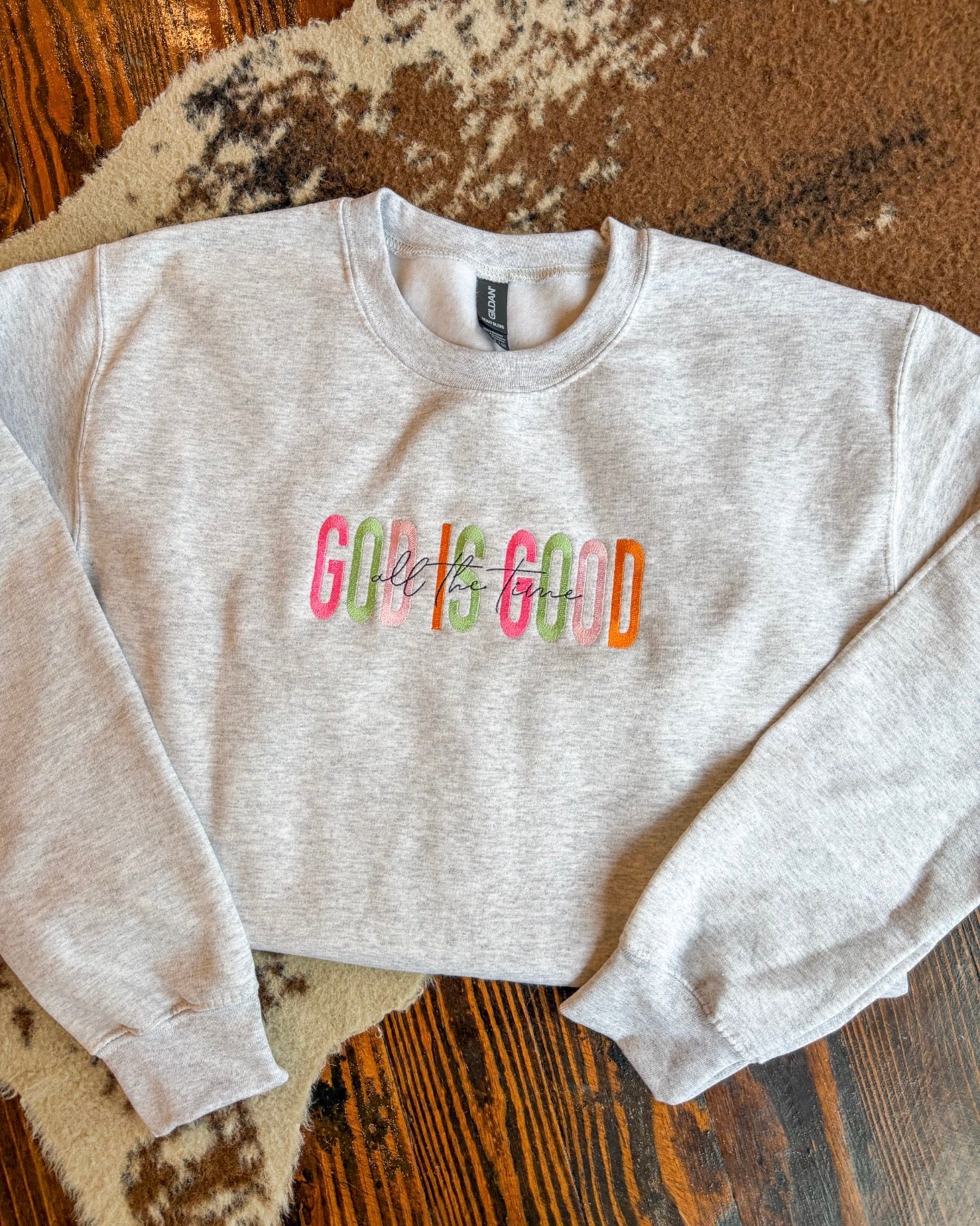God Is Good Embroidered Crewneck