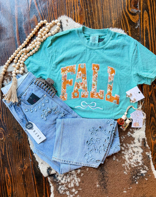 Fall Petals Turquoise Tee