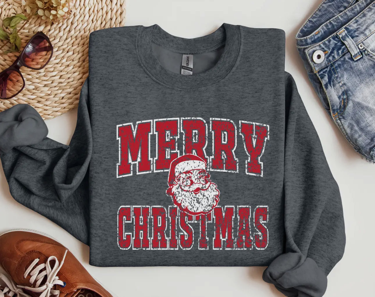 Merry Christmas Santa Graphic Tee/Crew