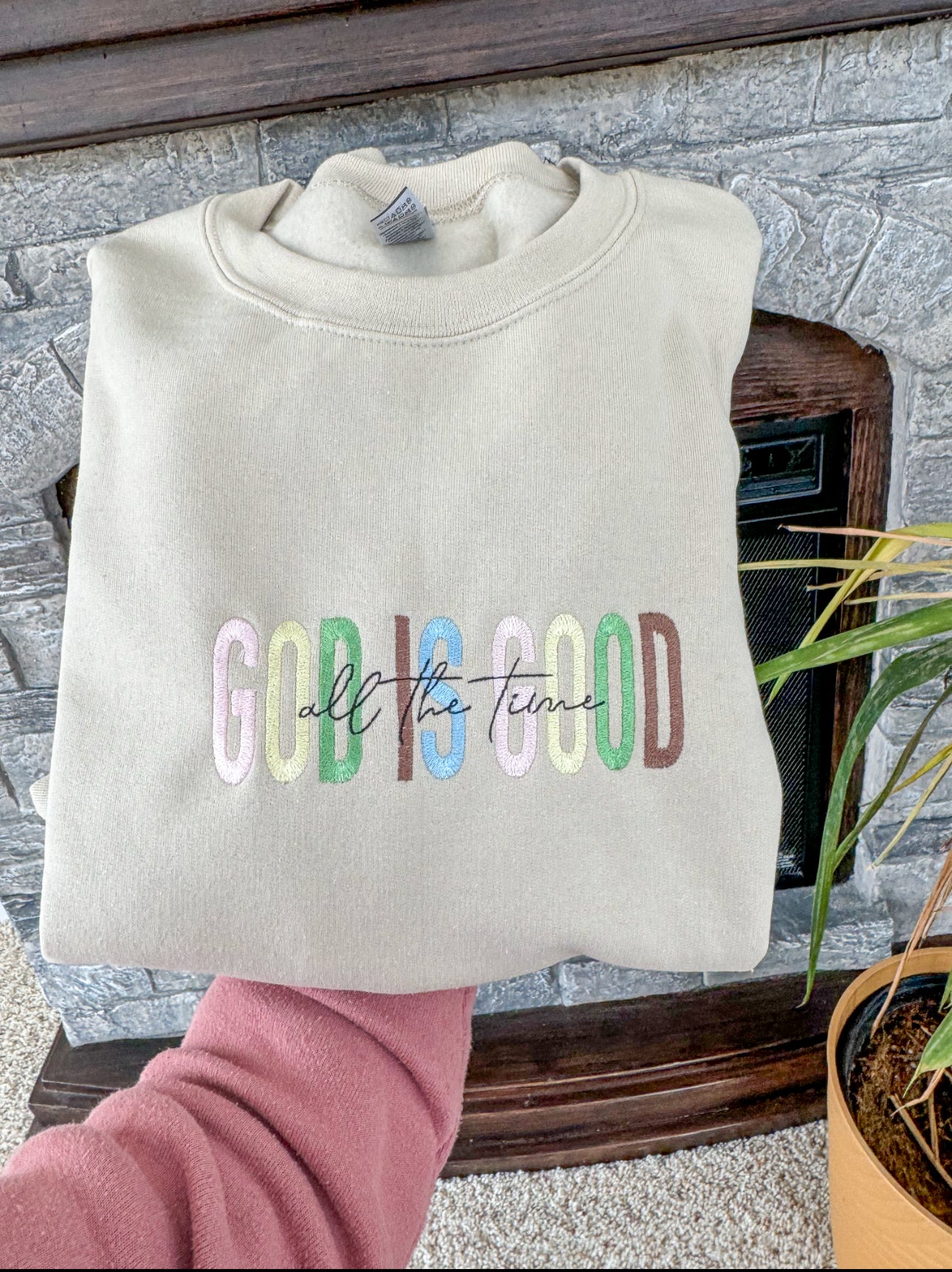God Is Good Embroidered Crewneck