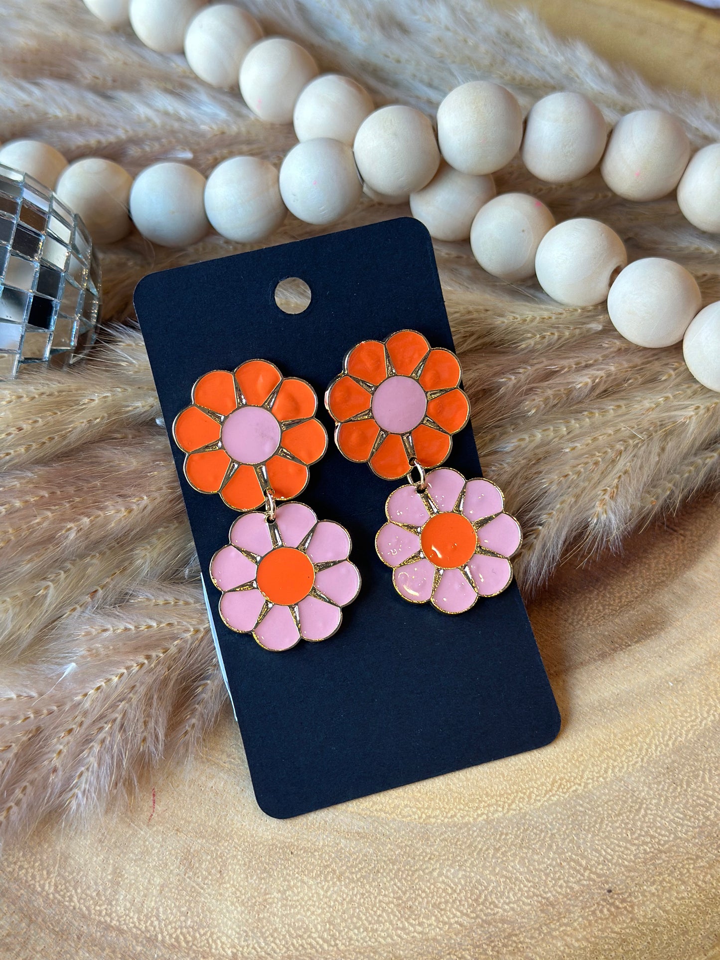 Orange Flower Earrings