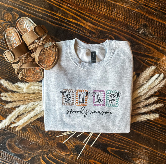 Spooky Season Postage Stamp Embroidered Crewneck