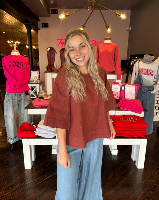 Delaney Denim Tie Back Blouse