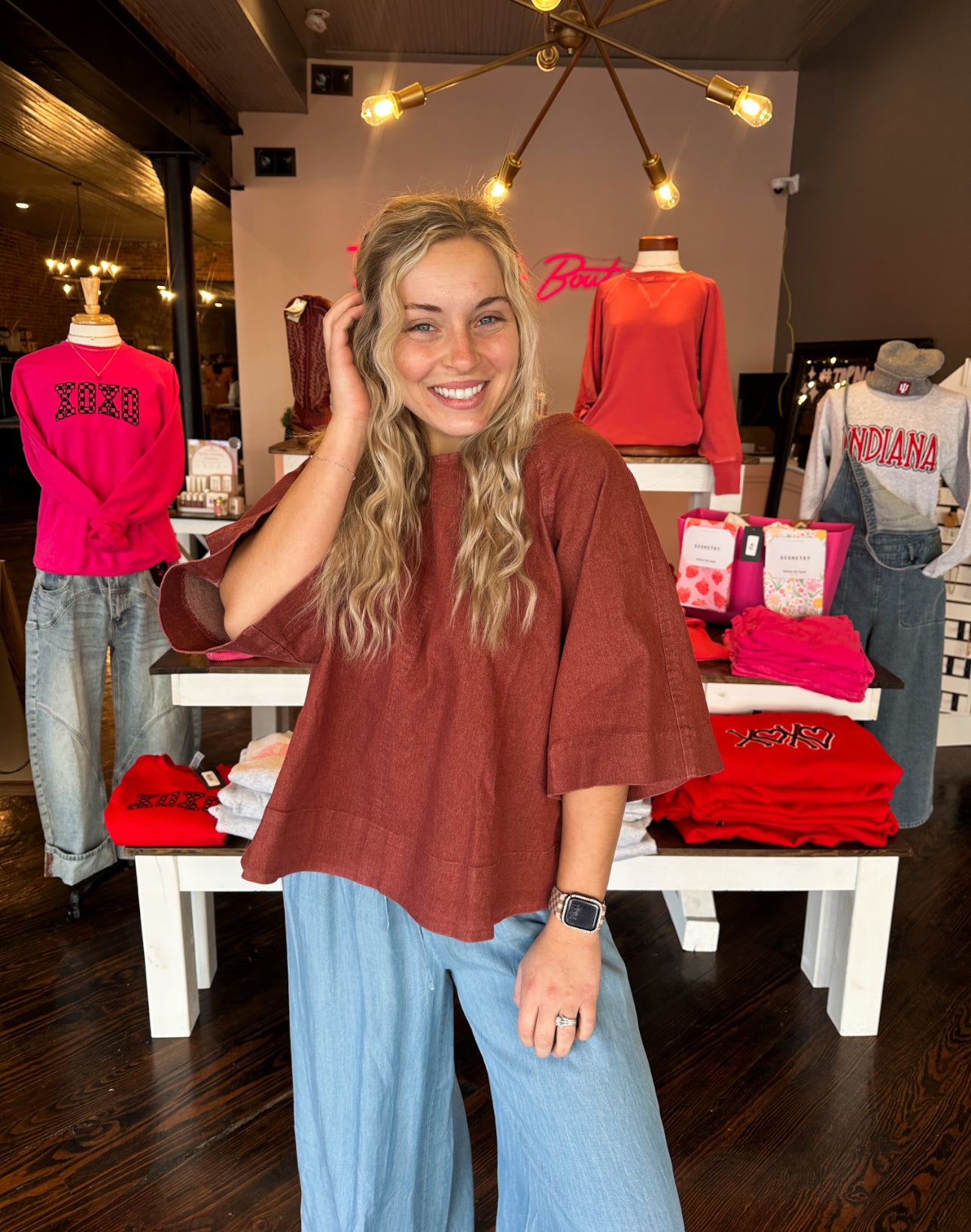 Delaney Denim Tie Back Blouse