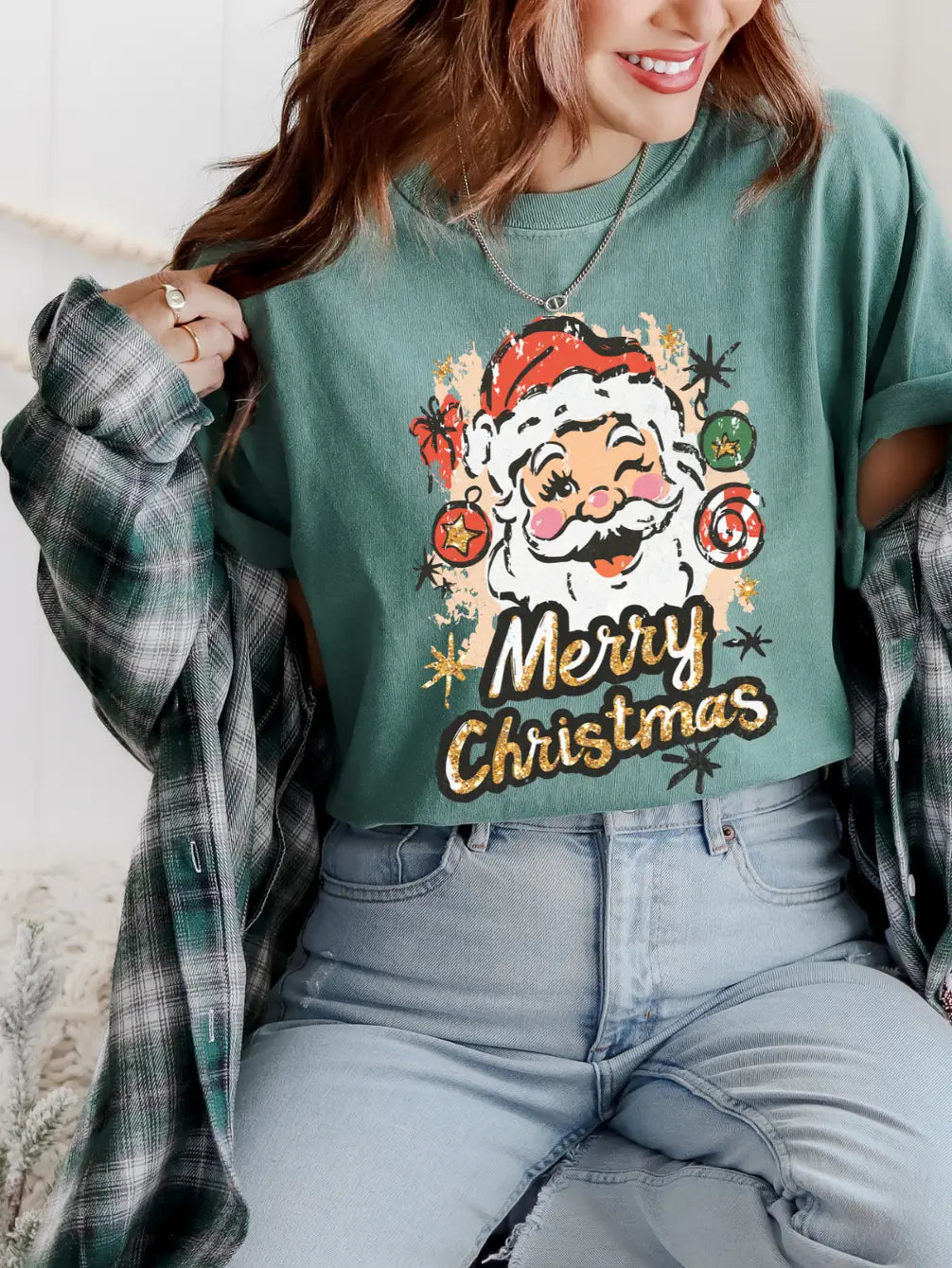 Santa Merry Christmas Graphic Tee/Crew
