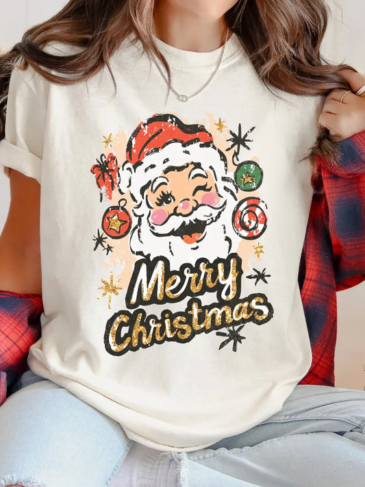 Santa Merry Christmas Graphic Tee/Crew