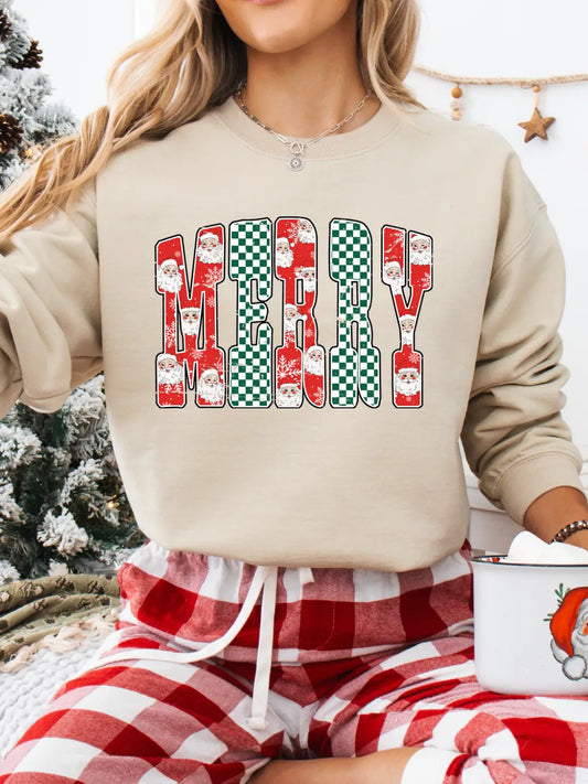 Retro Merry Graphic Tee/Crew