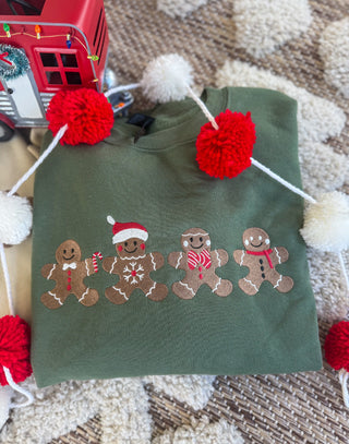 Gingerbread Men Embroidered Crew
