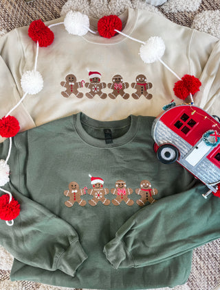 Gingerbread Men Embroidered Crew
