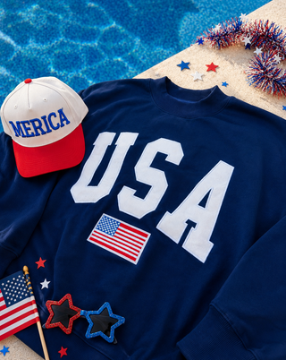 USA Varsity Embroidered Mockneck