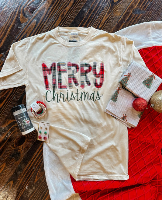 Merry Christmas Plaid Shortsleeve