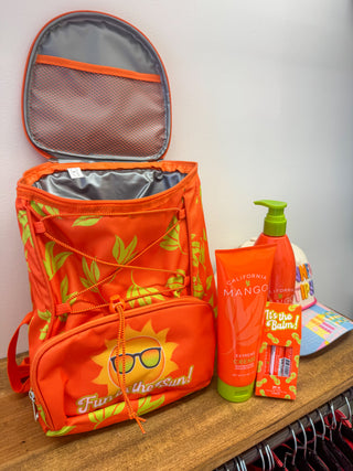 California Mango Backpack Cooler And Essentials