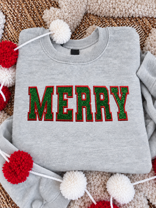 Glitter Merry Embriodered Crewneck