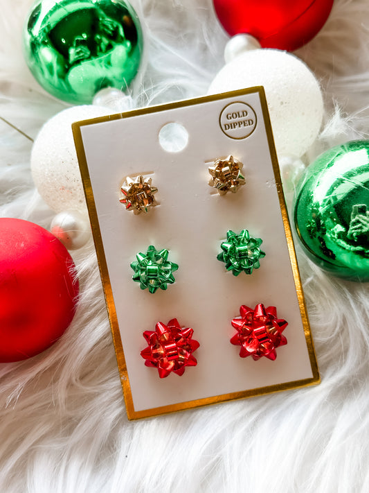 Wrapping Paper Bow Earrings