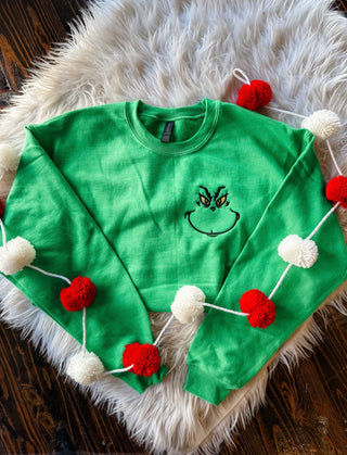You’re a Mean One Mister Embroidered Crewneck