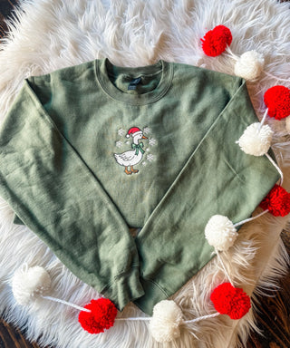 Goose for the Holidays Embroidered Crewneck