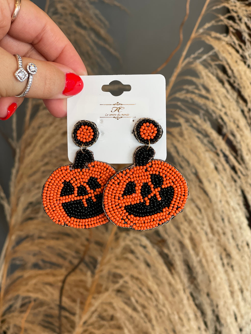 Pumpkin Beaded Earring